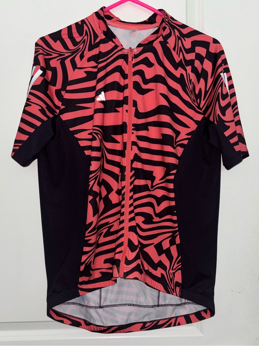 adidas Women's Cycling Jersey in Coral and Black Zebra Print